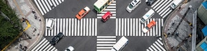 Aerial View of a Road Crossing in Ginza, Japan.