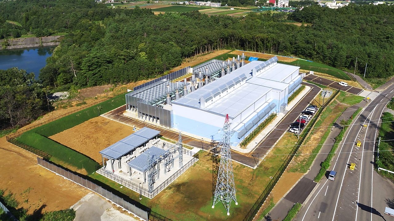 Aerial shot of the Nagaoka Power station located in central Japan.
