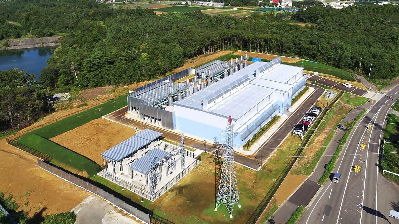 Aerial shot of the Nagaoka Power station located in central Japan.